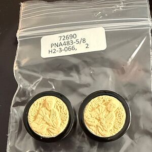 Cream and Black Decorative Buddha gauge earrings